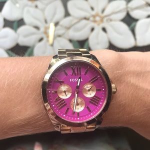 Rose Gold & Pink Fossil Watch